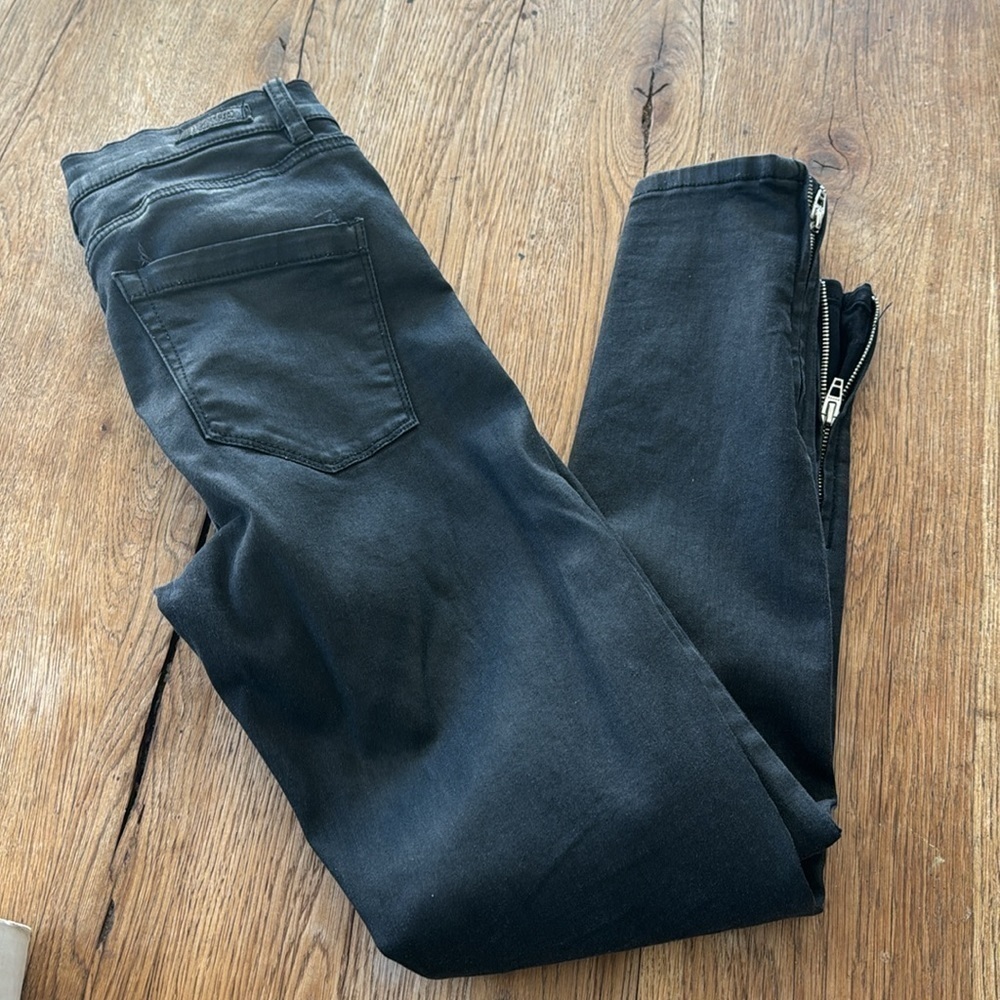 BlankNYC The Bond Coated Skinny Jeans black zip up ankle
